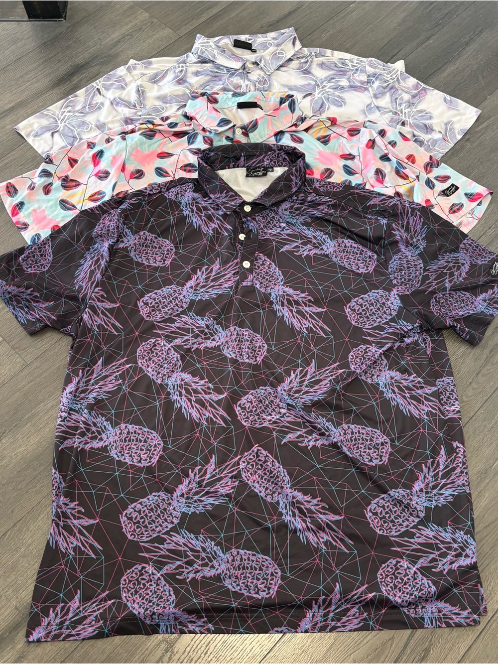 Sunday Swagger Golf Polo Shirts Lot of 3 Mens 2XL Summer Floral Pineapple